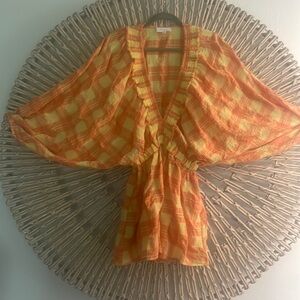 Size Sm yellow and orange coverup/romper   Oversized